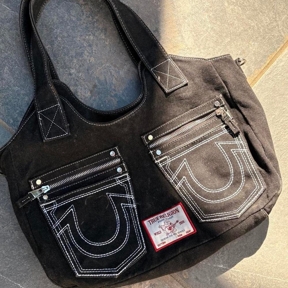 Washed black denim true religion